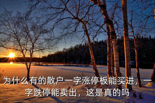 為什么有的散戶一字漲停板能買進(jìn)，一字跌停能賣出，這是真的嗎