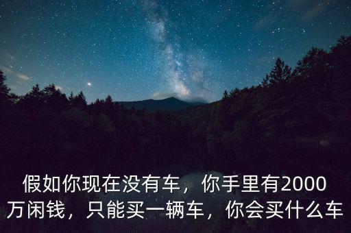假如你現(xiàn)在沒(méi)有車，你手里有2000萬(wàn)閑錢(qián)，只能買(mǎi)一輛車，你會(huì)買(mǎi)什么車