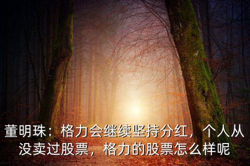 董明珠：格力會繼續(xù)堅持分紅，個人從沒賣過股票，格力的股票怎么樣呢
