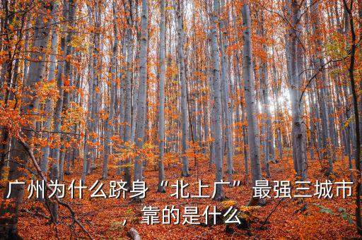 廣州為什么躋身“北上廣”最強(qiáng)三城市，靠的是什么