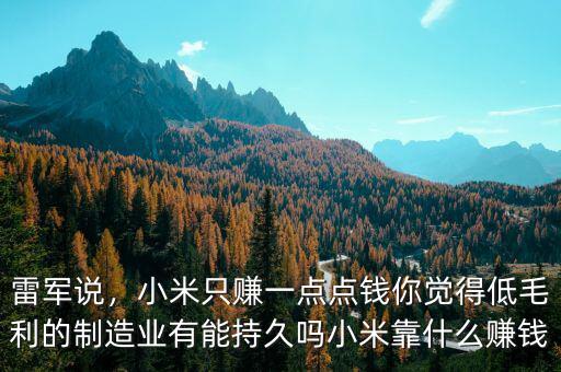 雷軍說，小米只賺一點點錢你覺得低毛利的制造業(yè)有能持久嗎小米靠什么賺錢