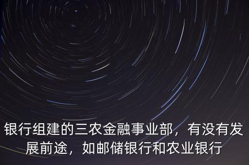 銀行組建的三農金融事業(yè)部，有沒有發(fā)展前途，如郵儲銀行和農業(yè)銀行