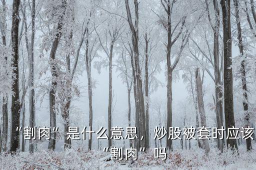 “割肉”是什么意思，炒股被套時(shí)應(yīng)該“割肉”嗎