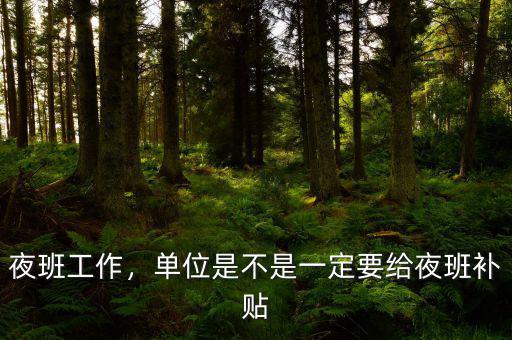 夜班工作，單位是不是一定要給夜班補貼