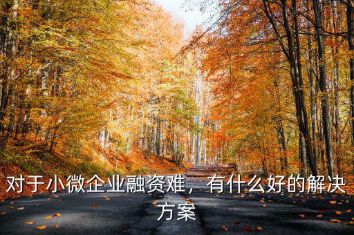 對于小微企業(yè)融資難，有什么好的解決方案