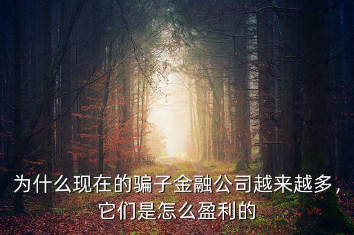 為什么現(xiàn)在的騙子金融公司越來越多，它們是怎么盈利的