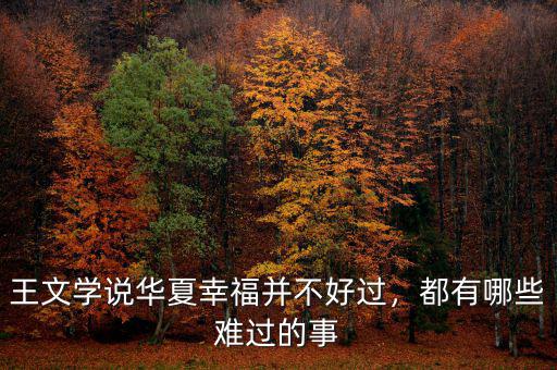 王文學(xué)說華夏幸福并不好過，都有哪些難過的事