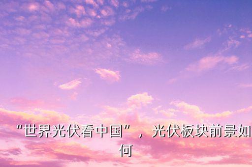 “世界光伏看中國(guó)”，光伏板塊前景如何