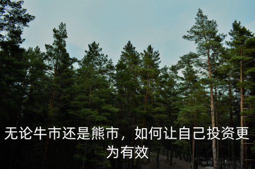 無論牛市還是熊市，如何讓自己投資更為有效