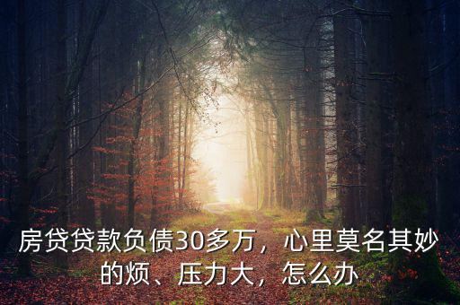 房貸貸款負債30多萬，心里莫名其妙的煩、壓力大，怎么辦