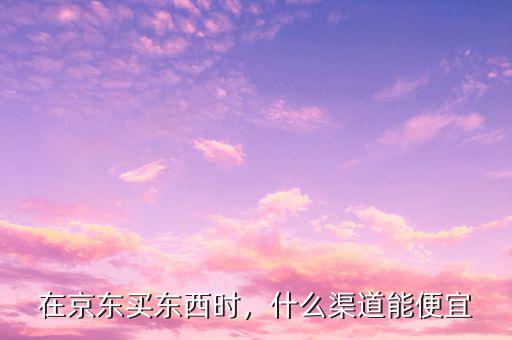 在京東買東西時，什么渠道能便宜