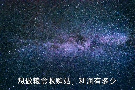 想做糧食收購站，利潤有多少