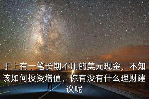 手上有一筆長(zhǎng)期不用的美元現(xiàn)金，不知該如何投資增值，你有沒(méi)有什么理財(cái)建議呢