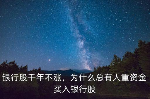銀行股千年不漲，為什么總有人重資金買入銀行股