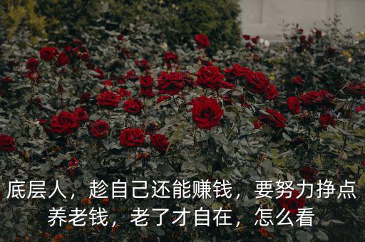 底層人，趁自己還能賺錢，要努力掙點(diǎn)養(yǎng)老錢，老了才自在，怎么看