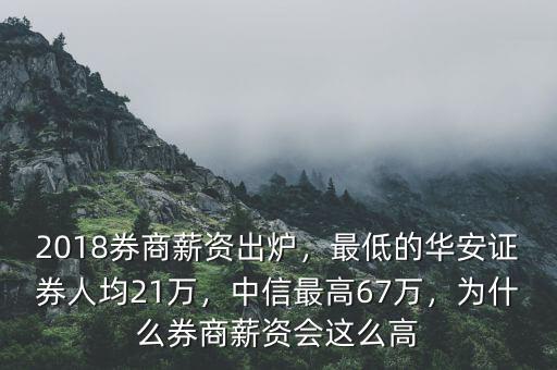 2018券商薪資出爐，最低的華安證券人均21萬，中信最高67萬，為什么券商薪資會這么高