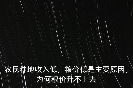 農(nóng)民種地收入低，糧價低是主要原因，為何糧價升不上去