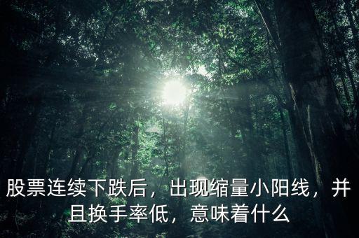 股票連續(xù)下跌后，出現(xiàn)縮量小陽線，并且換手率低，意味著什么