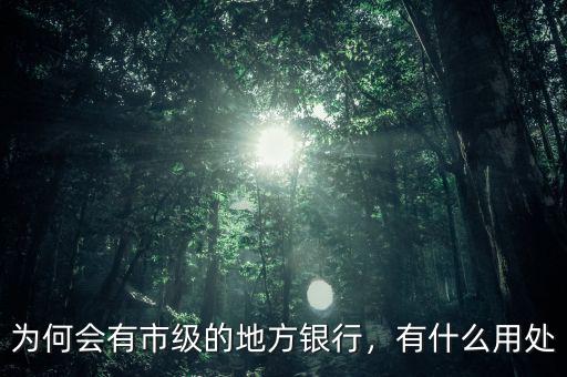 為何會有市級的地方銀行，有什么用處