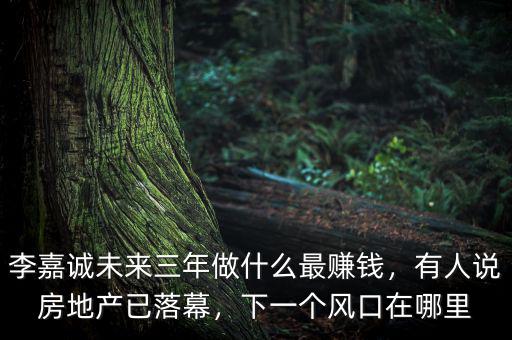 李嘉誠(chéng)未來(lái)三年做什么最賺錢(qián)，有人說(shuō)房地產(chǎn)已落幕，下一個(gè)風(fēng)口在哪里