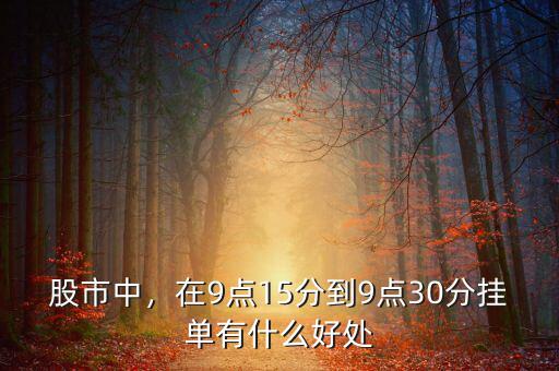 股市中，在9點15分到9點30分掛單有什么好處