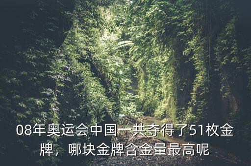 08年奧運會中國一共奪得了51枚金牌，哪塊金牌含金量最高呢