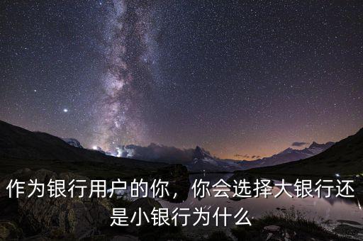 作為銀行用戶的你，你會選擇大銀行還是小銀行為什么