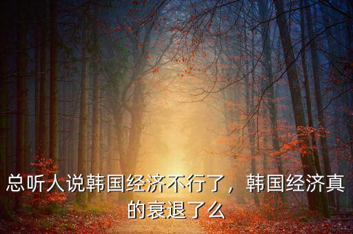 總聽人說韓國經(jīng)濟不行了，韓國經(jīng)濟真的衰退了么