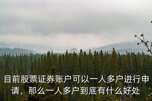 目前股票證券賬戶可以一人多戶進(jìn)行申請，那么一人多戶到底有什么好處