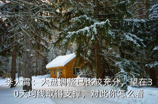 李大霄：大盤調(diào)整已比較充分，望在30天均線取得支撐，對(duì)此你怎么看