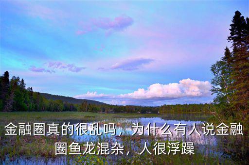 金融圈真的很亂嗎，為什么有人說(shuō)金融圈魚(yú)龍混雜，人很浮躁