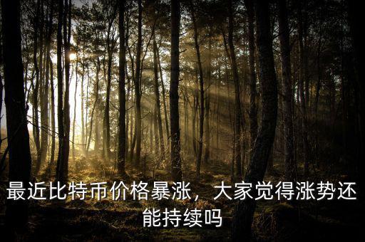 最近比特幣價(jià)格暴漲，大家覺得漲勢還能持續(xù)嗎