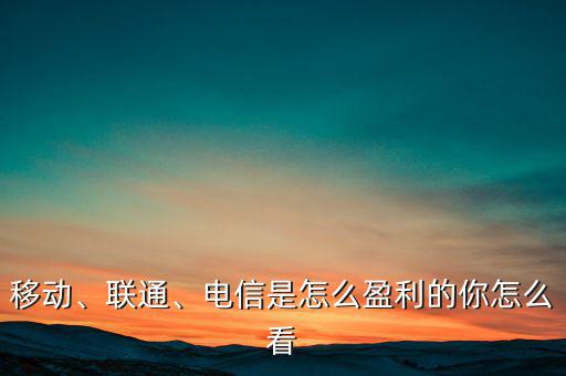 移動、聯(lián)通、電信是怎么盈利的你怎么看