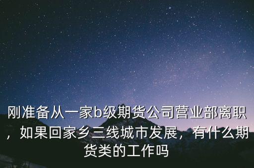 剛準(zhǔn)備從一家b級(jí)期貨公司營(yíng)業(yè)部離職，如果回家鄉(xiāng)三線城市發(fā)展，有什么期貨類(lèi)的工作嗎