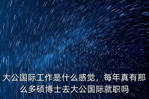 大公國際工作是什么感覺，每年真有那么多碩博士去大公國際就職嗎