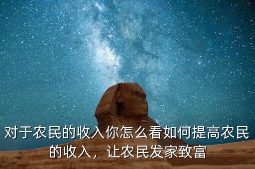 對于農民的收入你怎么看如何提高農民的收入，讓農民發(fā)家致富