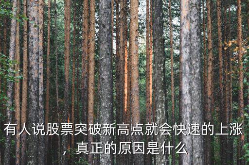 有人說股票突破新高點就會快速的上漲，真正的原因是什么