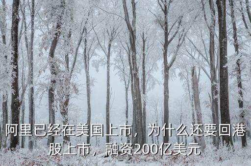 阿里已經(jīng)在美國上市，為什么還要回港股上市，融資200億美元