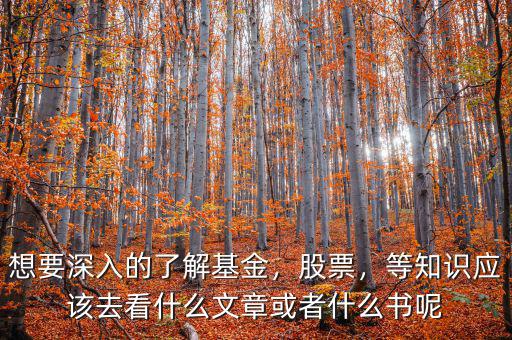 想要深入的了解基金，股票，等知識應(yīng)該去看什么文章或者什么書呢