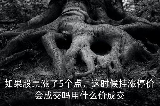 如果股票漲了5個(gè)點(diǎn)，這時(shí)候掛漲停價(jià)會(huì)成交嗎用什么價(jià)成交