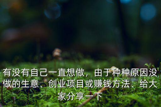 有沒有自己一直想做，由于種種原因沒做的生意、創(chuàng)業(yè)項目或賺錢方法、給大家分享一下