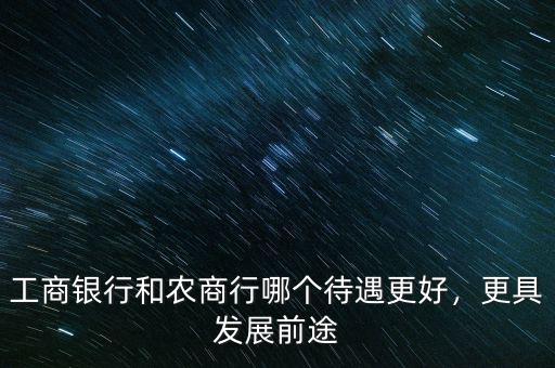 工商銀行和農(nóng)商行哪個(gè)待遇更好，更具發(fā)展前途