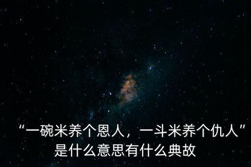 “一碗米養(yǎng)個恩人，一斗米養(yǎng)個仇人”是什么意思有什么典故