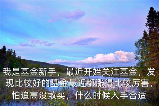 我是基金新手，最近開始關(guān)注基金，發(fā)現(xiàn)比較好的基金最近都漲得比較厲害，怕追高沒(méi)敢買，什么時(shí)候入手合適