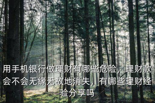 用手機(jī)銀行做理財(cái)有哪些危險(xiǎn)，理財(cái)款會(huì)不會(huì)無緣無故地消失，有哪些理財(cái)經(jīng)驗(yàn)分享嗎