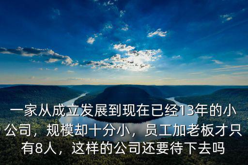 一家從成立發(fā)展到現(xiàn)在已經(jīng)13年的小公司，規(guī)模卻十分小，員工加老板才只有8人，這樣的公司還要待下去嗎