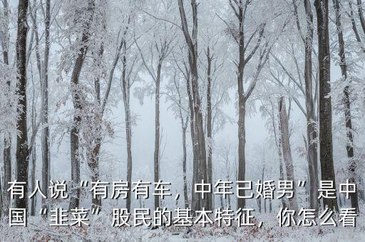 有人說(shuō)“有房有車(chē)，中年已婚男”是中國(guó)“韭菜”股民的基本特征，你怎么看