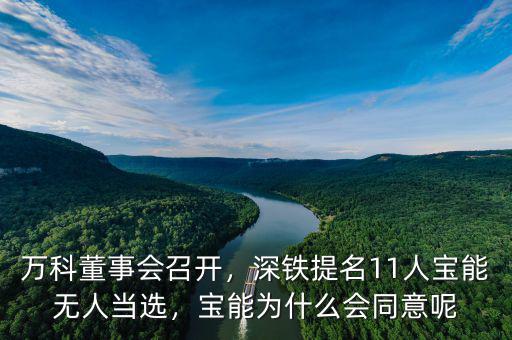 萬(wàn)科董事會(huì)召開(kāi)，深鐵提名11人寶能無(wú)人當(dāng)選，寶能為什么會(huì)同意呢