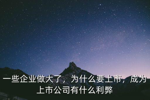 一些企業(yè)做大了，為什么要上市，成為上市公司有什么利弊