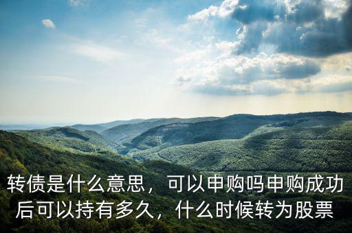 轉債是什么意思，可以申購嗎申購成功后可以持有多久，什么時候轉為股票